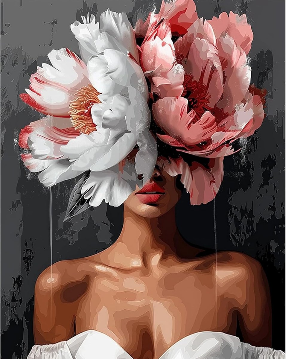 SnelShoppen - Verf op Nummer voor Volwassenen Kits - Bloemen en Meisje - Doe-Het-Zelf Olieverfschilderij - Canvas Schilderen voor Thuis - Ontspanning