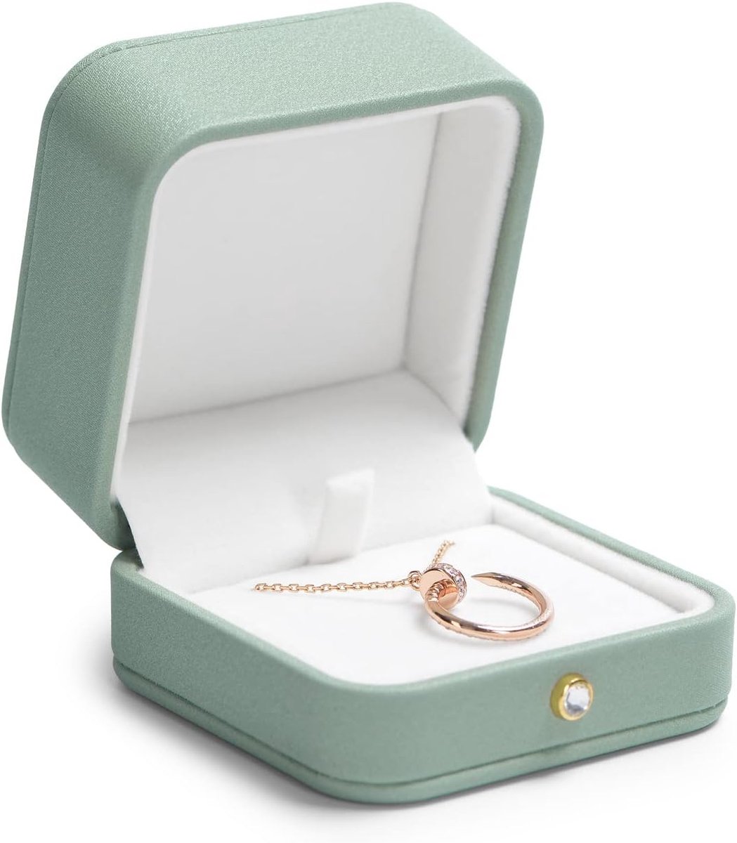 SnelShoppen - Necklaces Storage Organizer - Luxe Sieradenopberger voor Kettingen & Hangers - Groene Juwelenbox van Hoogwaardig Leer & Velours - Perfec