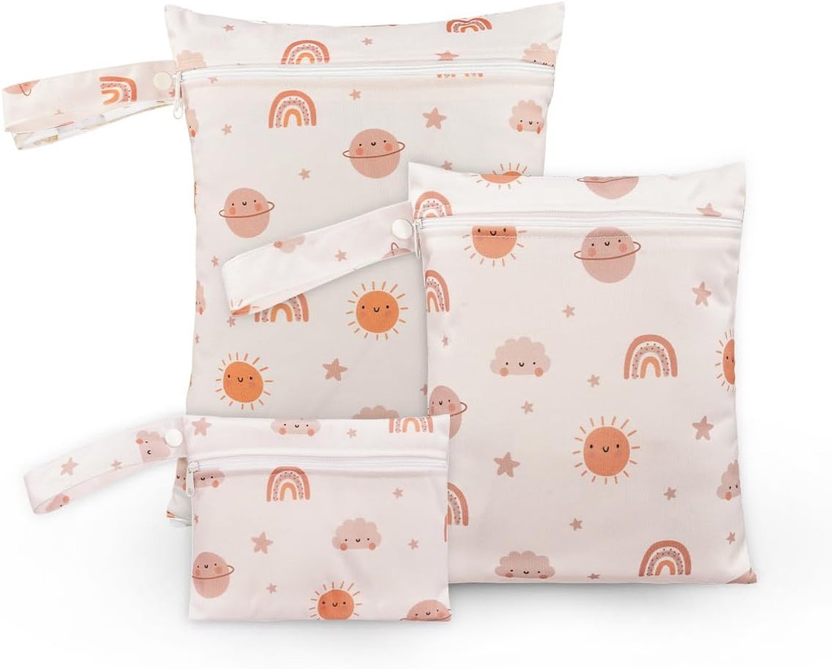 SnelShoppen - 3 stuks waterdichte luiertassen, natte droge zakken, herbruikbare luierdoekzakken voor baby, ideaal voor reizen, camping, sportschool, z