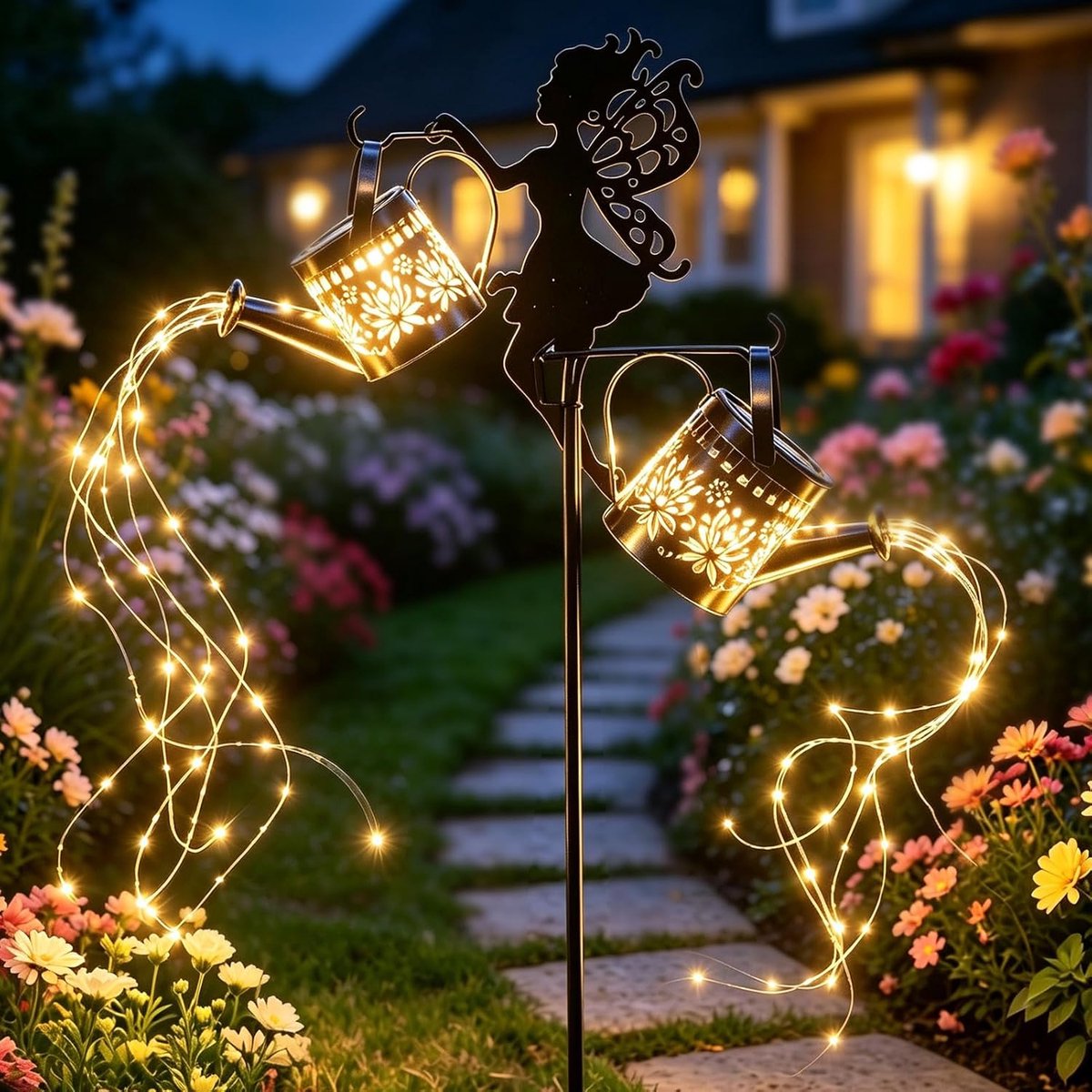SnelShoppen - Lichtsnoer op Zonne-energie - Gieter Tuindecoratie - Waterdicht IP65 - LED Lichtsnoeren voor Buiten - Weerbestendig voor Feesten, Tuin,