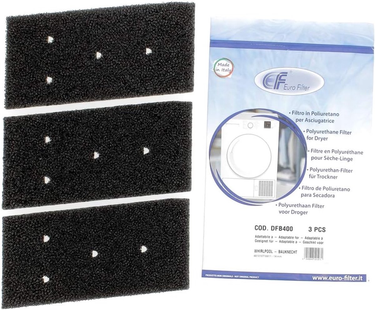 SnelShoppen - 3 Stuks Euro Filters voor Warmtepompdroger | Fijn & Grof | 230 x 115 x 14 mm | Sponsfilter Mat voor Condensdroger