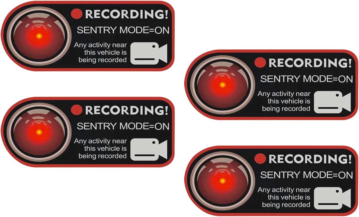 SnelShoppen - 4 x Waarschuwingsstickers voor Dashcam - PVC Auto Buiten Camera Opname Stickers - Verhoog Veiligheid - Universele Maat voor Auto's, Vrac