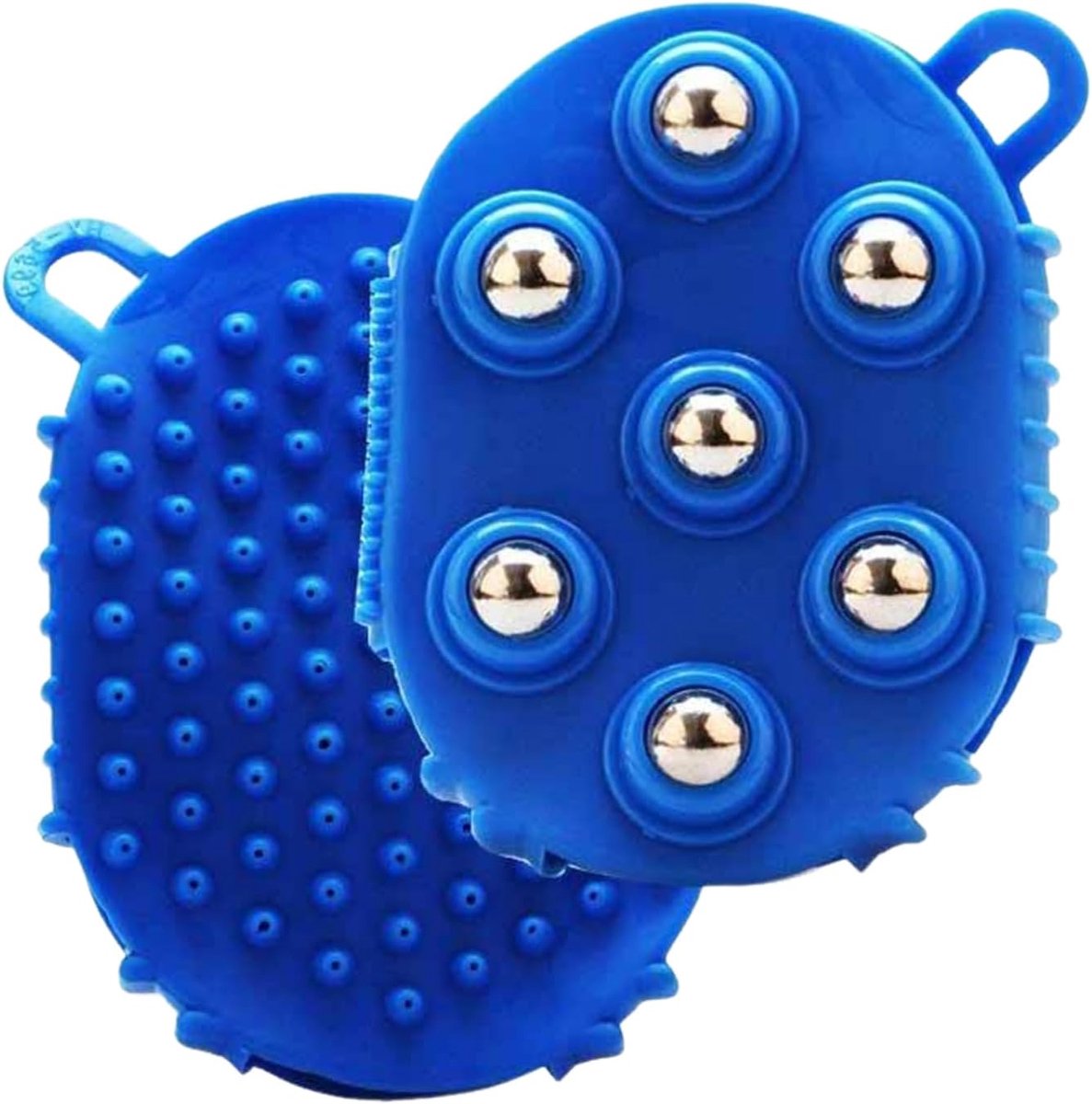 SnelShoppen - Roller Ball Lymfatische Glove Massager - Hand Massager voor Lichaam, Lymfedrainage, 7 Draaibare Metalen Ballen, Blauwe Hand Roller voor