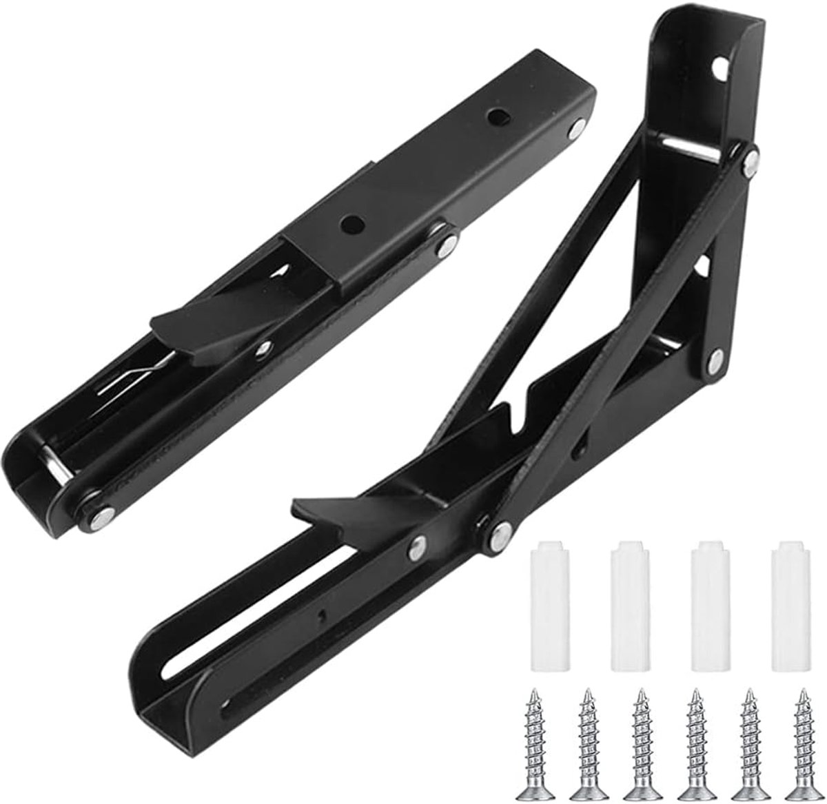 SnelShoppen - Professionele Vouwbeugels, Zware Roestvrijstalen Vouwbeugels voor Tafel, Plank, Sofa (30cm, 2 stuks) | Ruimtebesparend, Max. 40 kg, Idea