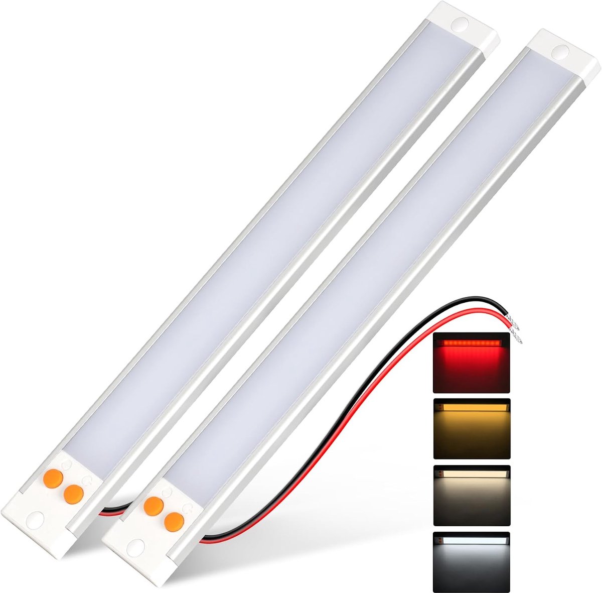 SnelShoppen - 12V LED Lichtbalk Aluminium, 3 Kleurtemperaturen (3000K/4000K/6000K) + Rode Nachtlamp, Strakke LED Strip voor Motorhome, Caravan, Boot,