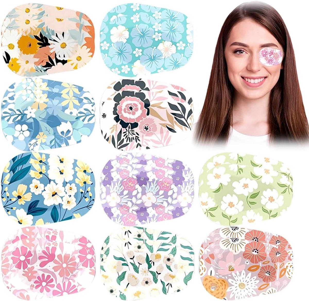 SnelShoppen - Pack van 20 Kinderen Oogpleisters, Zelfklevende Oogpatches, Beschermende Patches tegen Zomerzon voor Kinderen (10 Schattige Motieven)