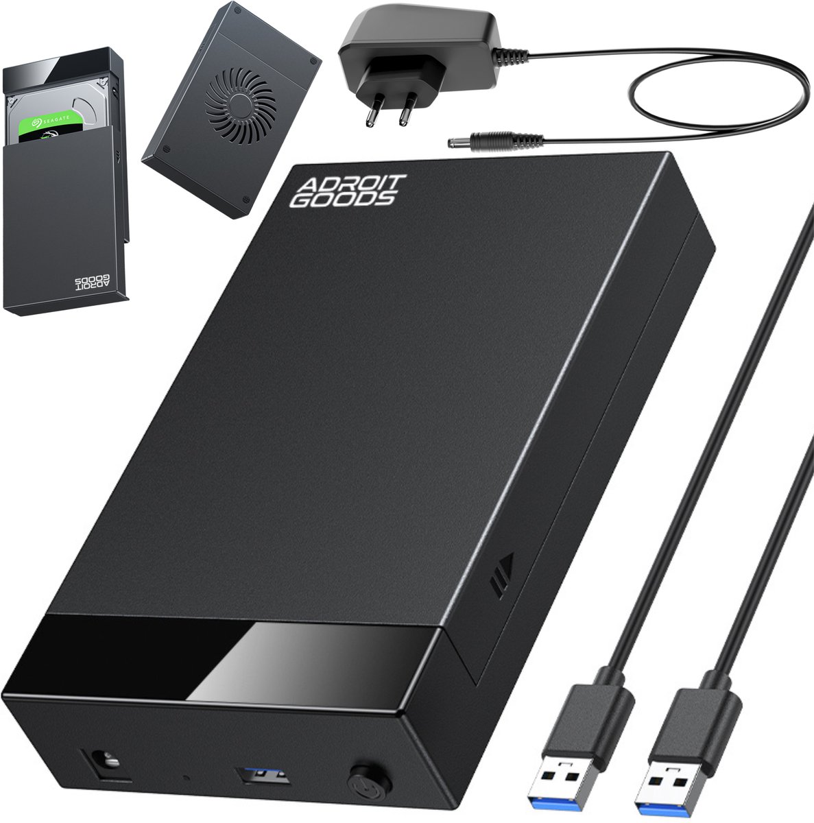 AdroitGoods 3.5” HDD Behuizing USB 3.0 SATA Externe Hard Drive Enclosure 5Gbps 18TB Ondersteuning SSD HDD Dock Tool-Free Desktop Case