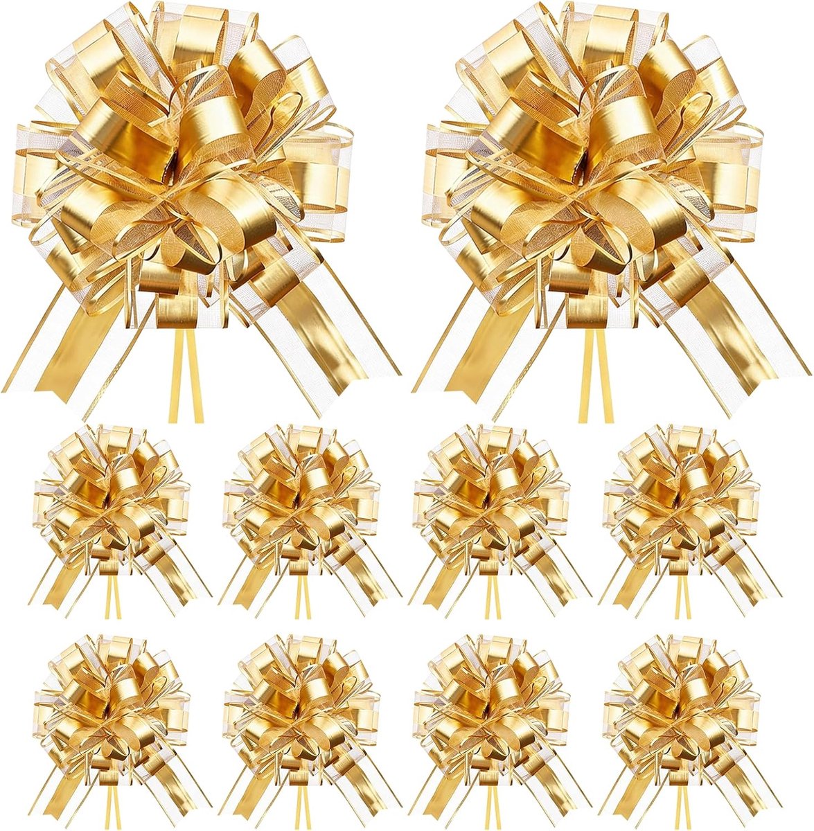 SnelShoppen - 10 Stuks Grote Cadeaustrikken 16 cm - Decoratieve Strikken met Cadeaulinten - Trekstrik voor Geschenken, Bruiloften, Kerstversiering en