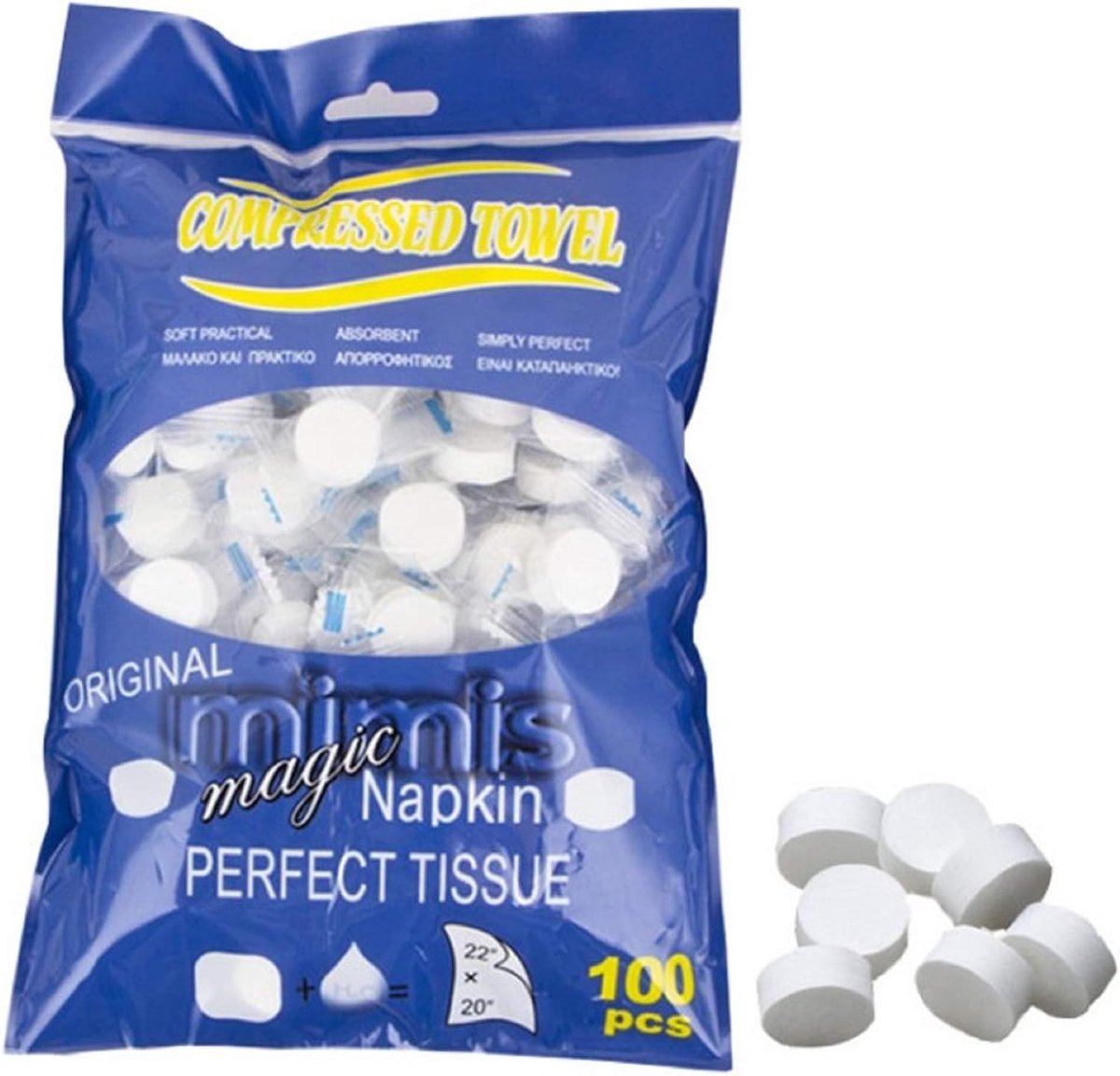 SnelShoppen - Disposable Gecomprimeerde Handdoeken 100 Stuks - 100% Katoen, Ademend, Reisvriendelijk, Perfect voor Kamperen, Sport, Make-up Verwijderi