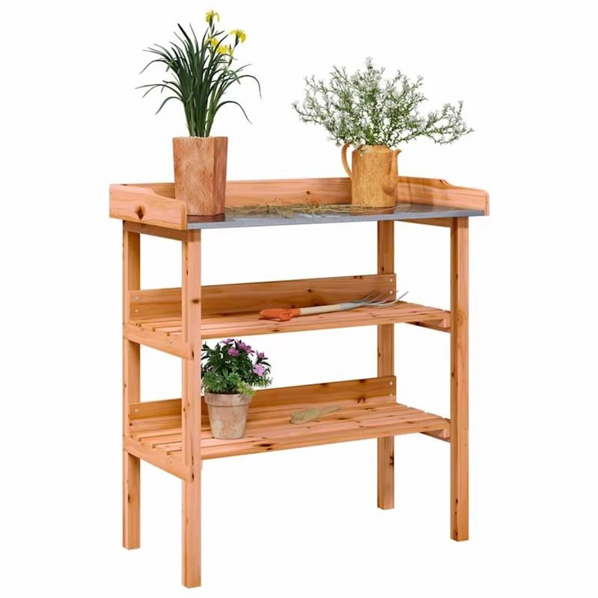 JOYNEXTBUY – Massief Houten Plantentafel – 78 × 38 × 82,5 cm – Bruin – Tuinwerktafel met Opbergruimte – Gemakkelijk Schoon te Maken – Voor Tuin, Balkon, Kas & Terras