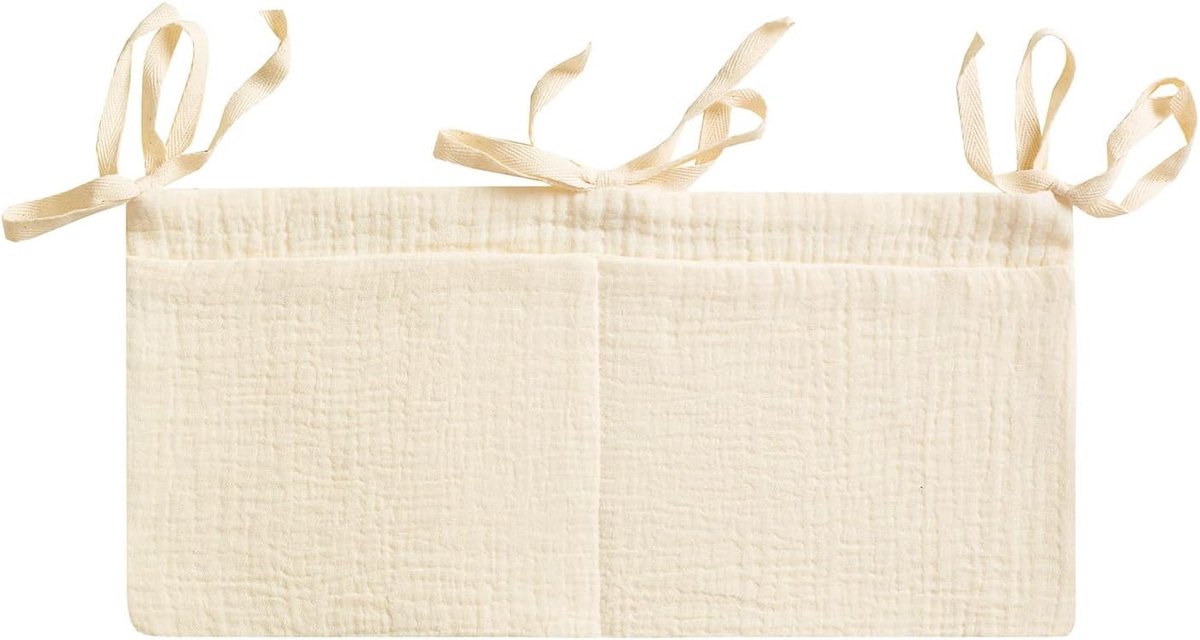 Thijox - Opbergtas voor Babybed 38x18 cm - Beige Luierorganizer van Natuurlijk Katoen - Perfect voor Luiers, Doekjes, Fopspenen en Kleding - Hangend D