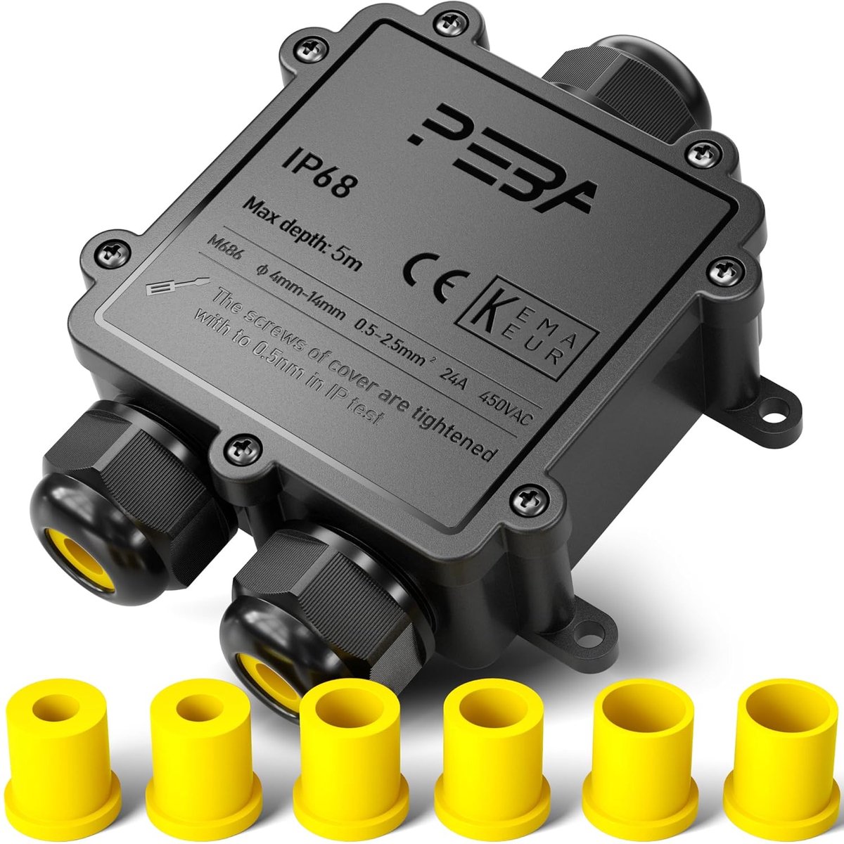 SnelShoppen - PEBA IP68 Waterdichte Kabeldoos - 3-Weg Buiten Kabelverbinder - Kabelconnector voor Ø4-14mm Kabeldiameter - Zwart - Veilig en Duurzaam