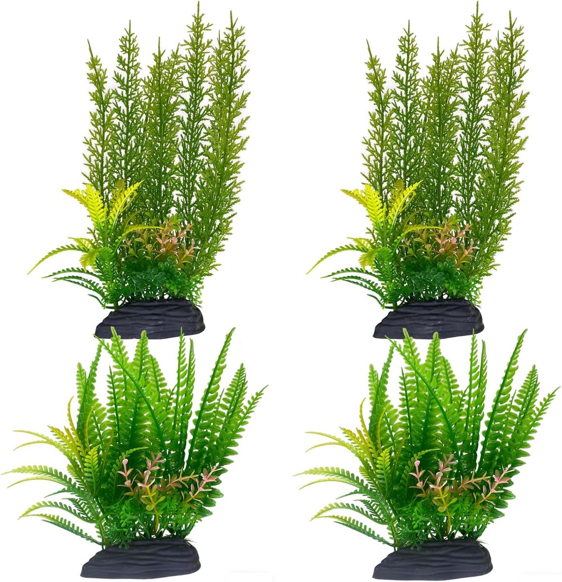 Thijox - Kunstmatige Aquariumplanten Groen - 4 Stuks - Groot Formaat - Zware Basis - Realistisch Design voor Gevechtvissen, Goudvissen en Tropische Vi