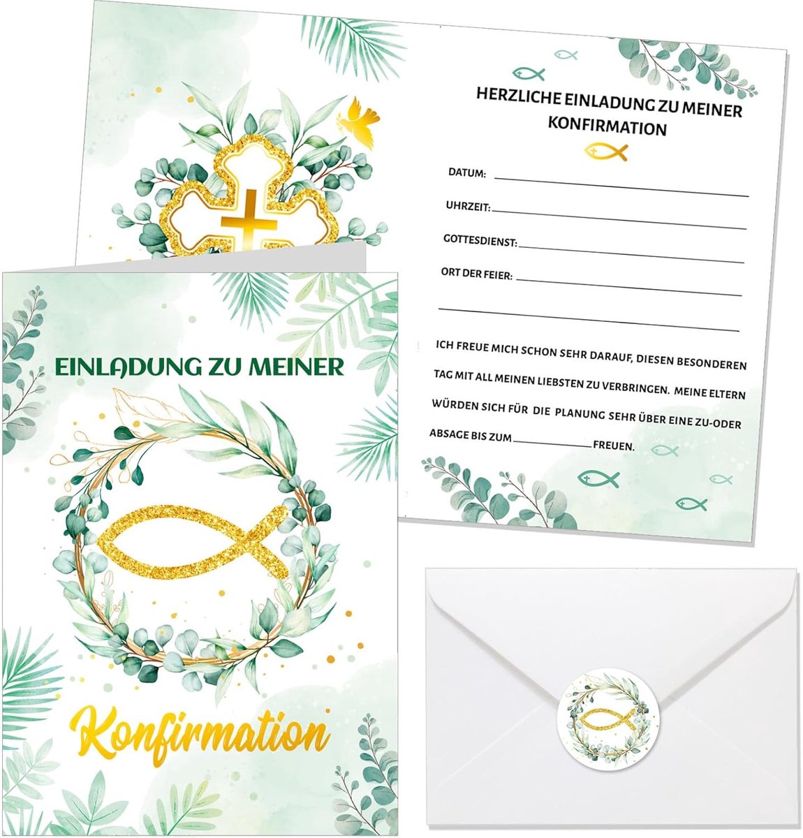 SnelShoppen - 12 Uitnodigingskaarten Bevestiging met Enveloppen, Kinderen, Feest, Decoratie, Vis Motief, Voor Jongens en Meisjes