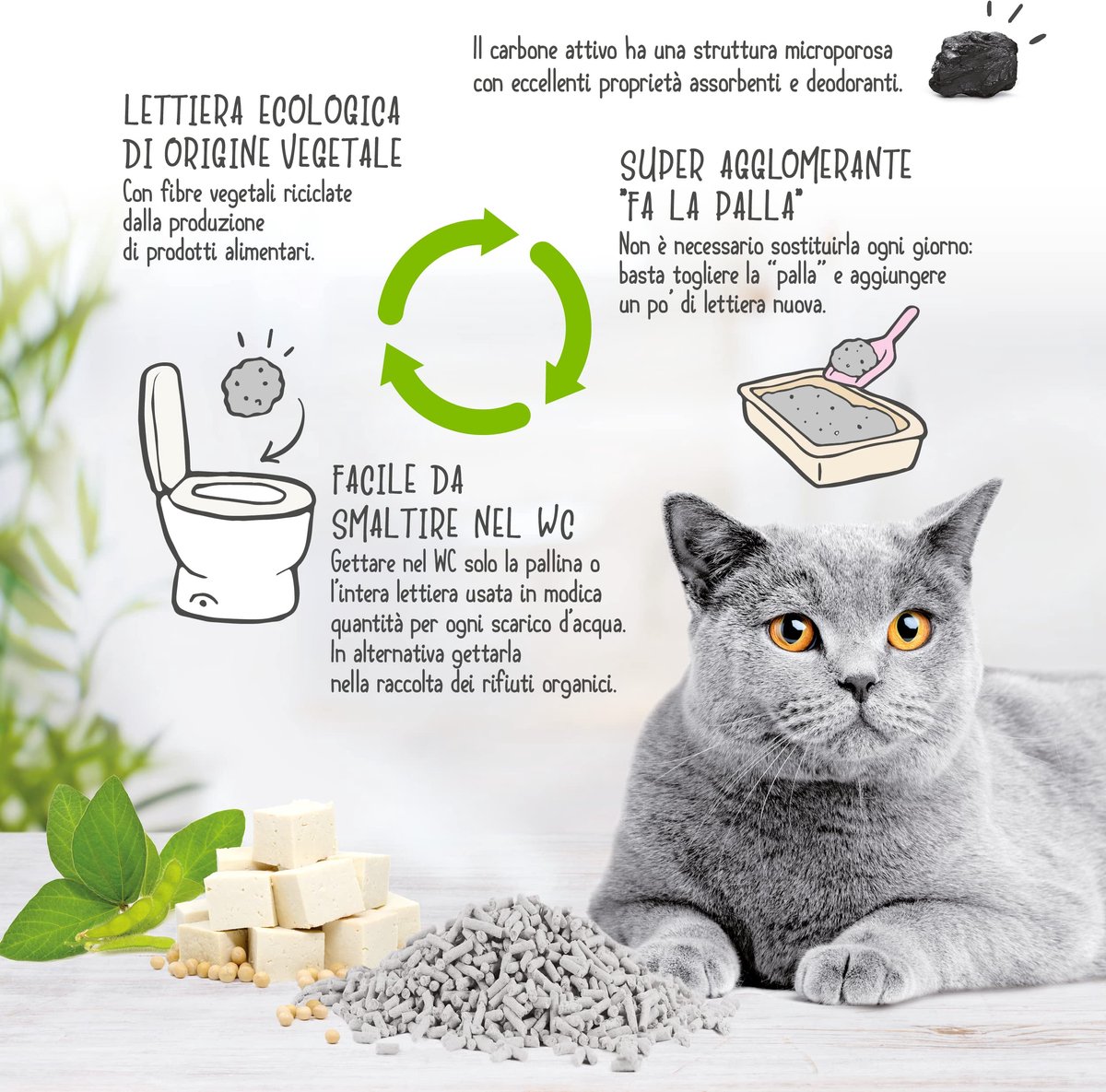 SnelShoppen - Cat&Rina BeNatural Kattenbakvulling Tofu, 10L, 6 Stuks - Natuurlijke, Biologische, Klontvormende, Geurabsorberende Vulling voor Kattenba
