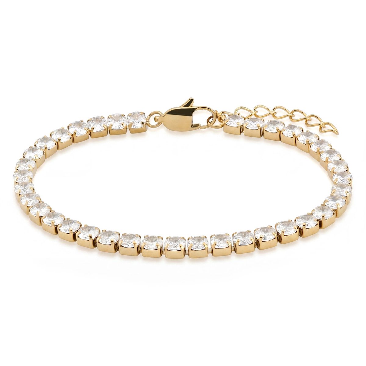 Dazzle | 4 mm 14K vergulde tennisarmband met zirkonia