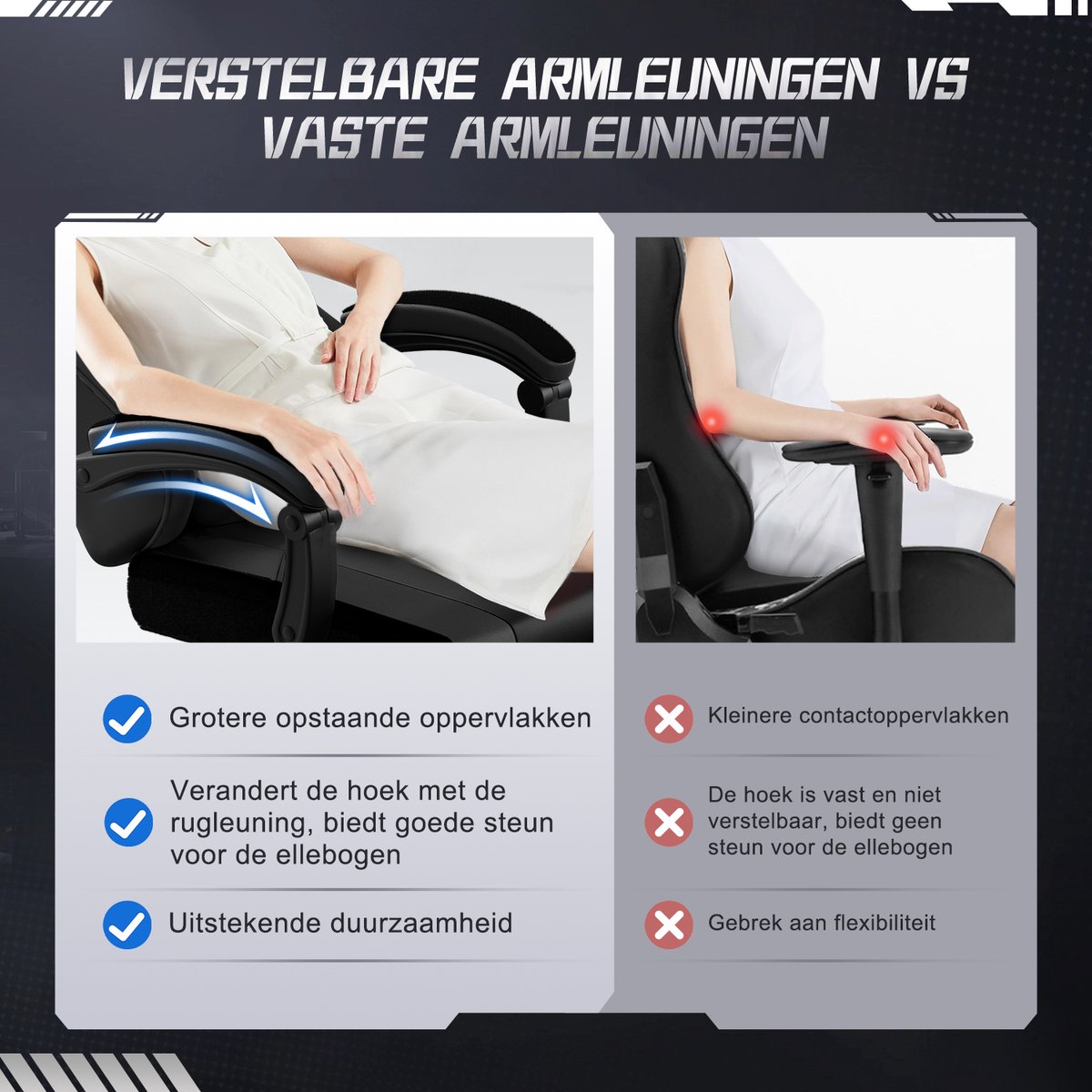 Elekiatech Gaming Stoel Model B Grijs 90°-170° Verstelbaar - afbeelding 2