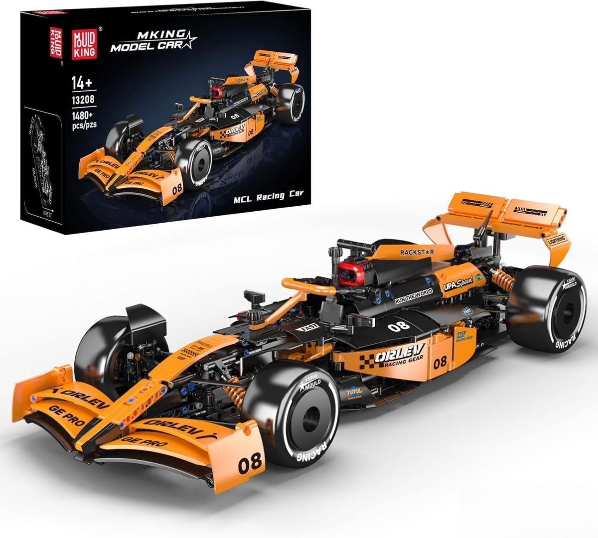 Mould King 13208 MCL Formule 1 1:8 bouwset | City fast champions adventure | Creator and classic motor bouwpakket | Technic ideas | Icons furious speed f1 auto geschikt Lego | Technische bouwdoos 1480 bouwstenen