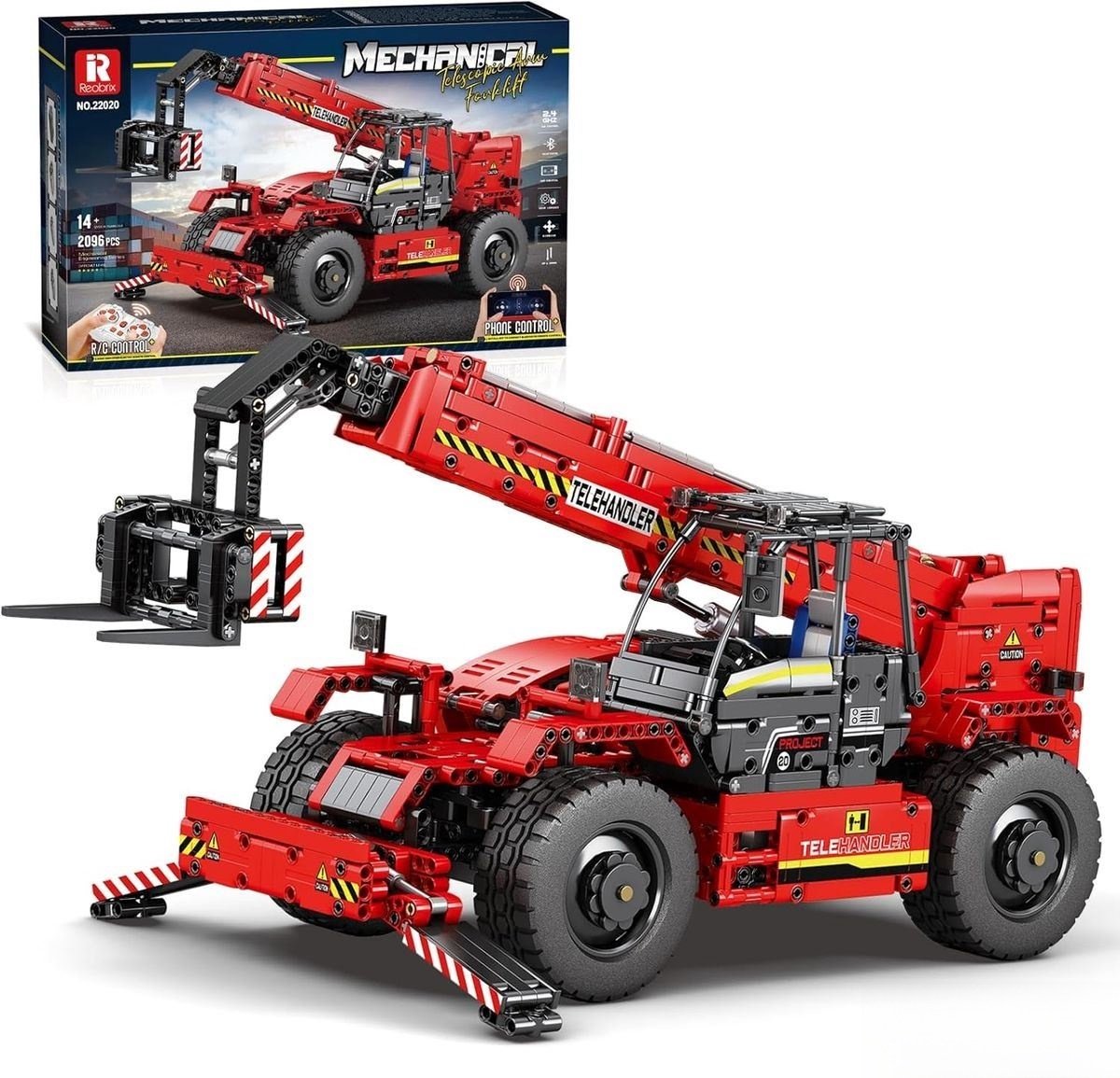 Reobrix 22020 – RC Telescopische Vorkheftruck – 2260 Stuks – Multifunctionele Bouwset – 34,5x51x21 cm – Techniek Speelgoed voor 14+