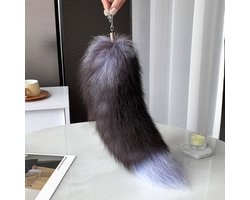 Nepbont Therian-staart - 38cm Shaggy nepbont realistische vossenstaart, decoratieve staart sleutelhanger voor sleutels en tassen