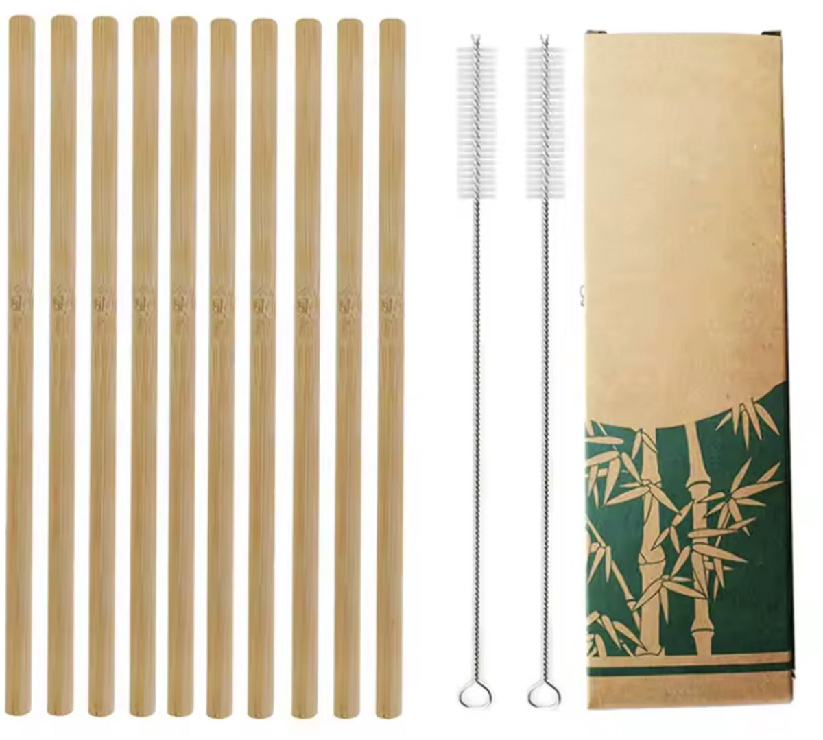 Scoby - Bamboe rietjes - Herbruikbare rietjes - Drinkrietjes - Bamboo Straws - Inclusief 4 schoonmaakborstels - 20 Stuks - 20CM - Natuurlijk