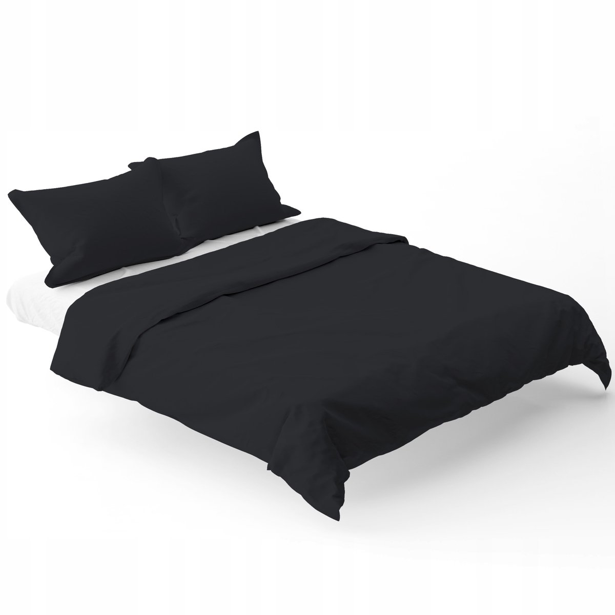 KONEY - Dekbedovertrekset 160 x 200 cm - 2 kussenslopen 50 x 60 cm - microvezel satijn - Zwart
