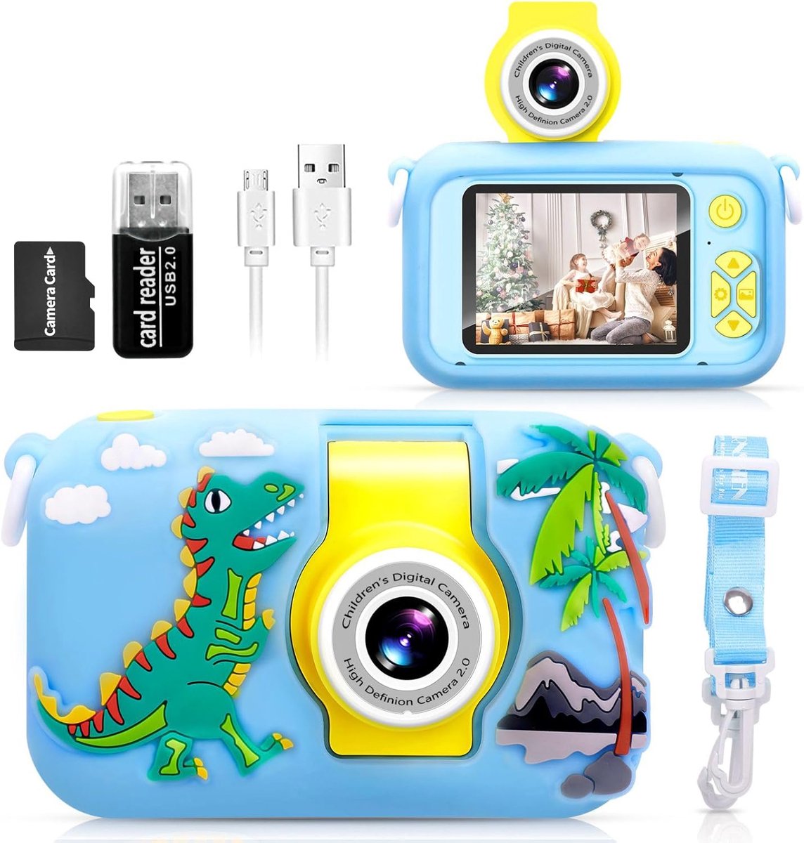 SnelShoppen - Kids Camera met 2,4" Groot Scherm, 180° Draaibare Lens, 1080P HD - Ideaal voor Feestjes, Vakanties, Tuin en Avonturen - Perfecte Camera