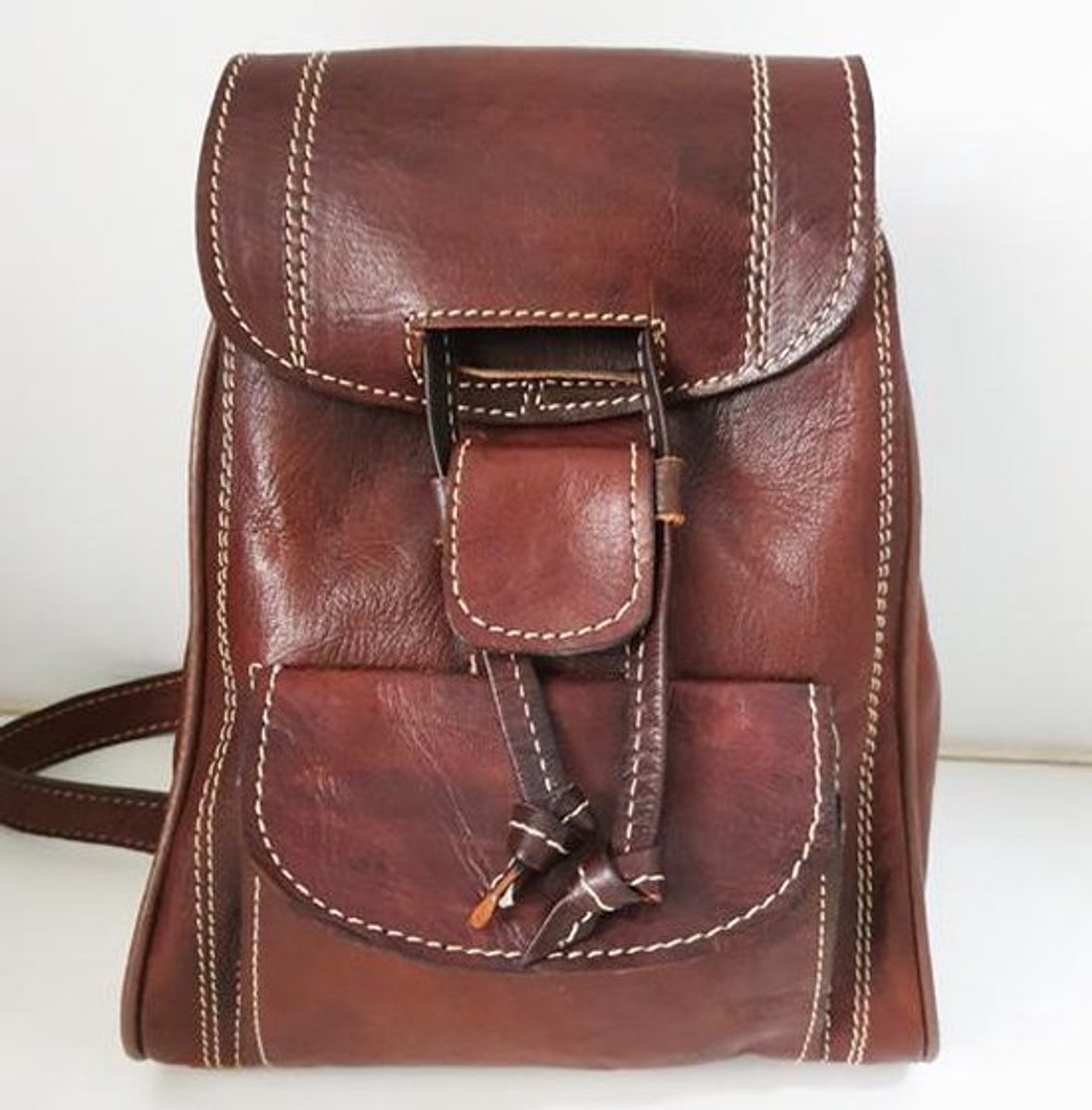 Leren Rugzak Bruin, DonkerBruin, Bohemian Stijl, Boho, Rugtas, Backpack