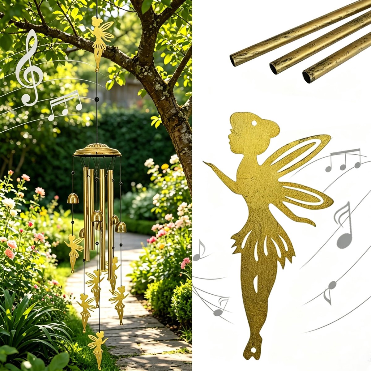 SnelShoppen - Windspel voor tuin, balkon en vensterbank, decoratieve buitendecoratie met fee design, kleurrijk en sfeervol, ideaal voor buitengebruik,