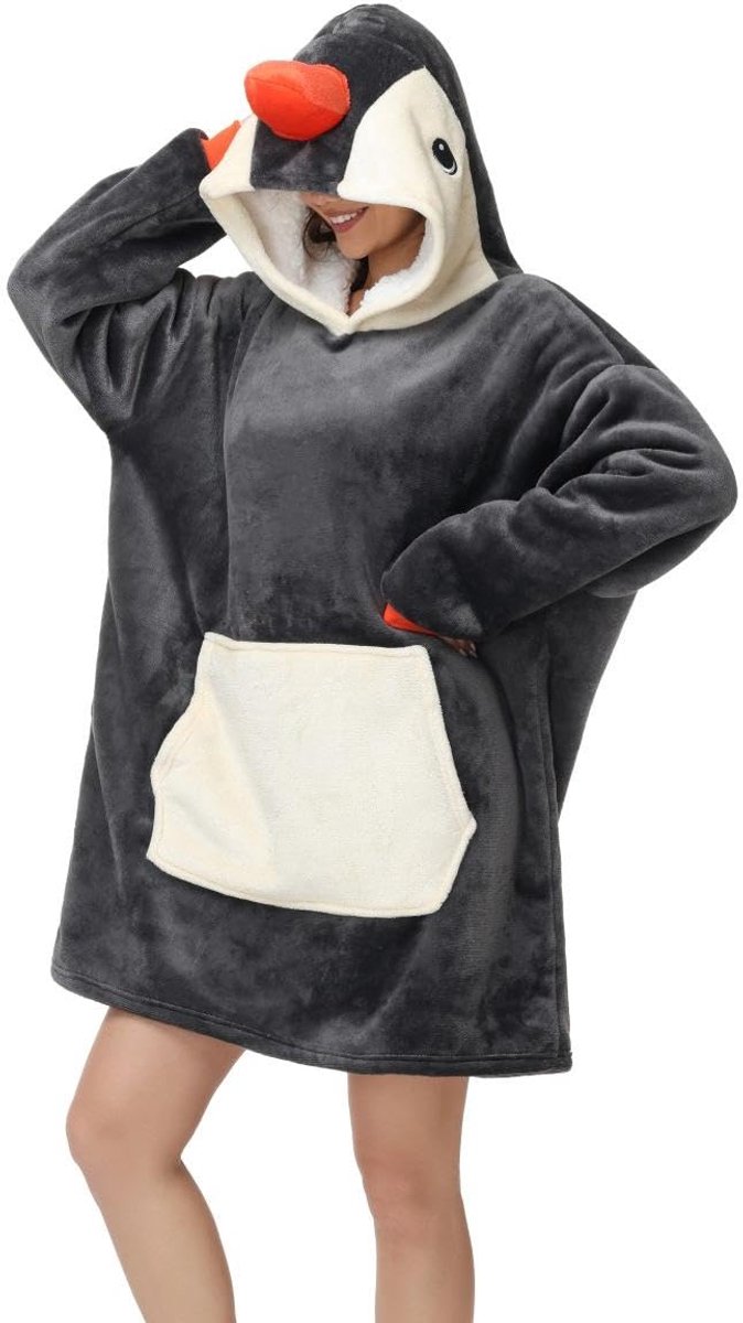 SnelShoppen - Oversized Deken met Capuchon, Uniseks Fleece TV-Deken, Warm en Comfortabel, Met Mouwen en Grote Zak voor Volwassenen, Perfect voor Cocoo
