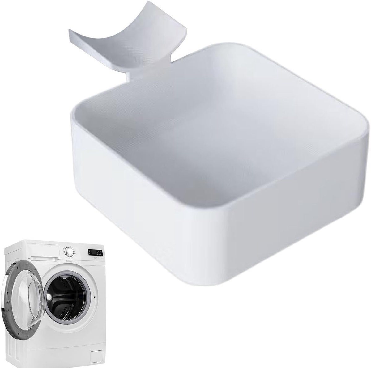 Universele Afvoerbak Wasmachine - 12x12x6,5cm Wit - Opvangbak voor Filterreiniging en Pomponderhoud - Eenvoudig te Installeren - Geschikt voor Voorladers - Voorkomt Wateroverlast tijdens Onderhoud - Lekvrij & Stevig - wit