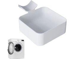 Universele Afvoerbak Wasmachine - 12x12x6,5cm Wit - Opvangbak voor Filterreiniging en Pomponderhoud - Eenvoudig te Installeren - Geschikt voor Voorladers - Voorkomt Wateroverlast tijdens Onderhoud - Lekvrij & Stevig - wit