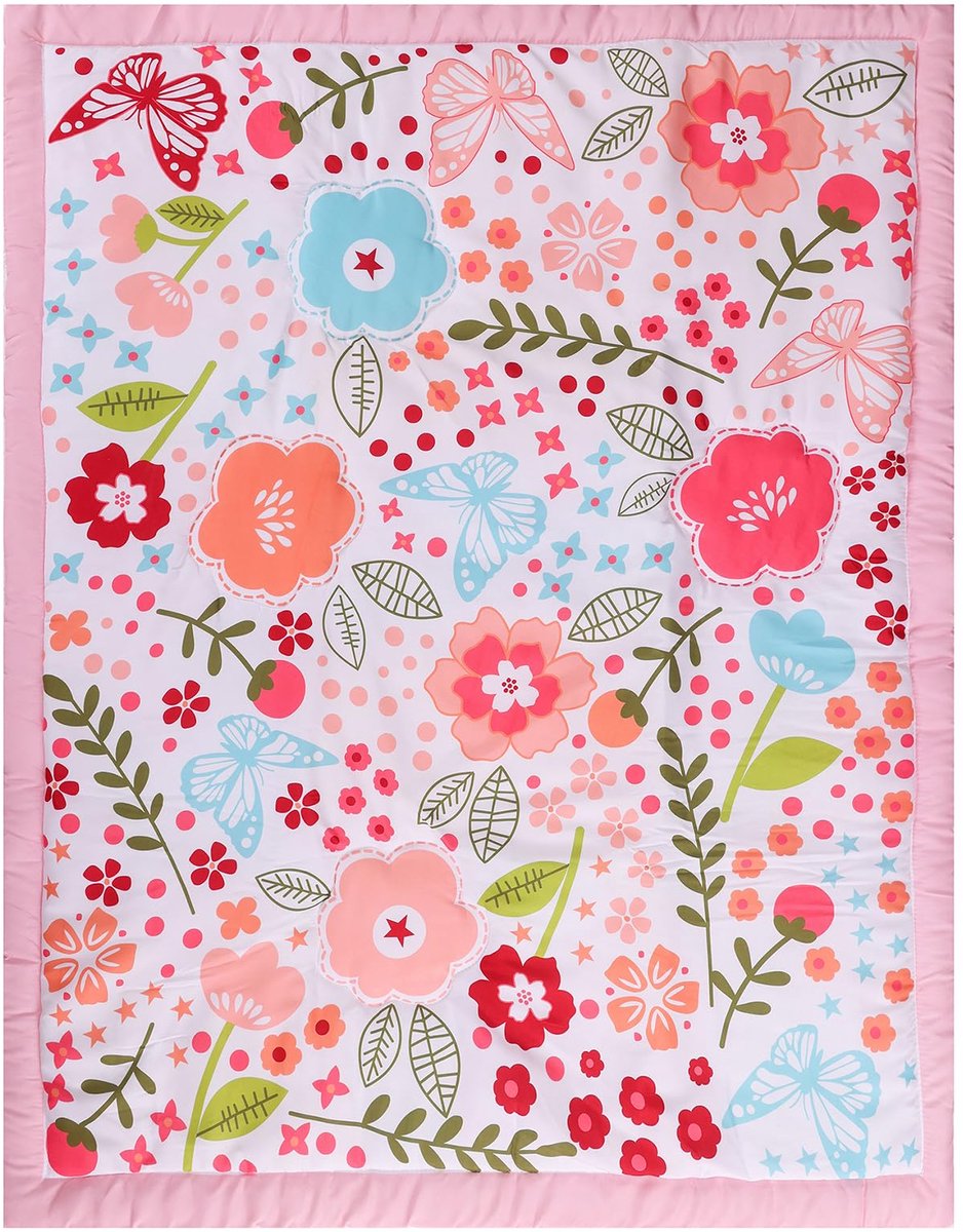 SnelShoppen - Roze Bloemen Baby Peuter Deken Quilt Cot Trooster Wieg Baby Quilts voor Jongens en Meisjes 80x104cm - Ideaal voor Kinderkamer en Bed