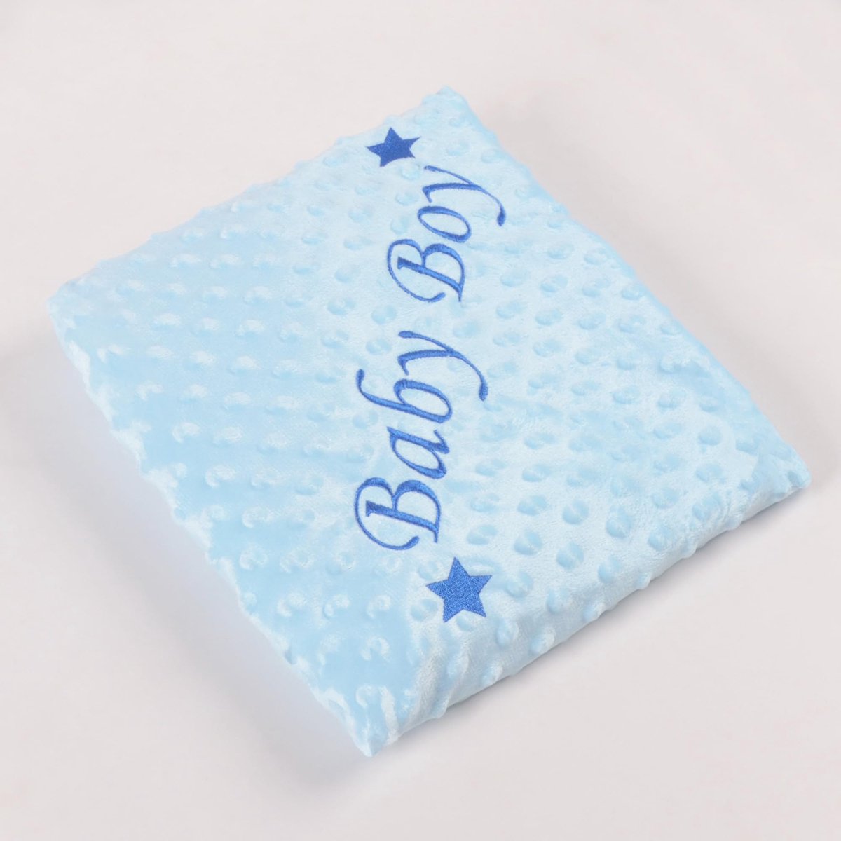 SnelShoppen - Baby geborduurde deken - zachte babydeken - ideaal cadeau voor zwangerschap - kinderdeken voor babyjongen en babym meisje - blauwe kleur