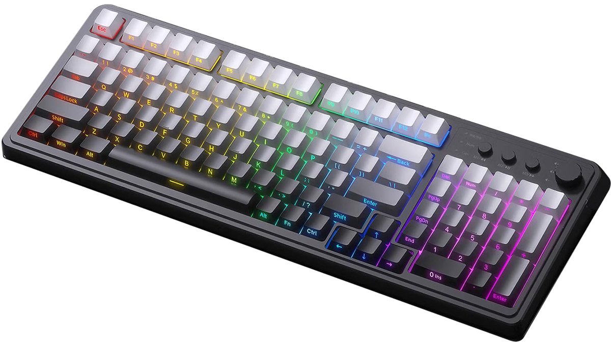 SnelShoppen - AULA S99 Gaming Toetsenbord Draadloos, Tri-Mode Bluetooth/2,4 GHz/USB-C, Aangepast Romig Toetsenbord met Nummerpad, RGB Backlit, Program