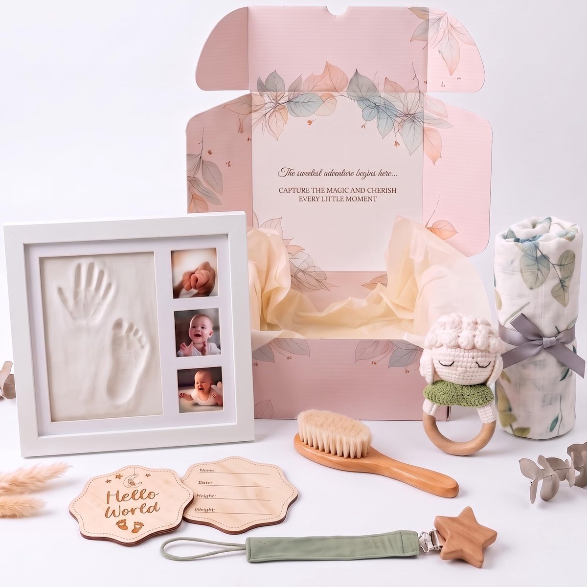 SnelShoppen - Cadeauset voor Pasgeborenen Schaap - Schattige Babycadeaus, Knuffels, Kleding, Geboorte, Baby Shower, Gemaakt van Hoogwaardig Katoen, Pe