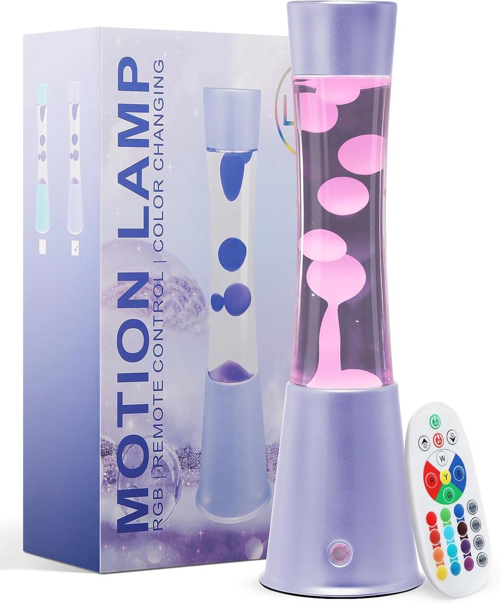 SnelShoppen - Lavalamp LED 17-kleuren met afstandsbediening, sfeerlamp voor kantoor, ontspanning, decoratie, 39,5 cm hoog, ideaal voor volwassenen en