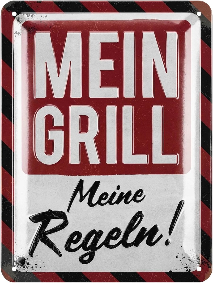 SnelShoppen - Retro Metaal Bord Grill Regels - BBQ Decoratie voor Tuin en Buitenkeuken - 15x20cm Grilling Schild - Perfect Cadeau voor Grill Masters