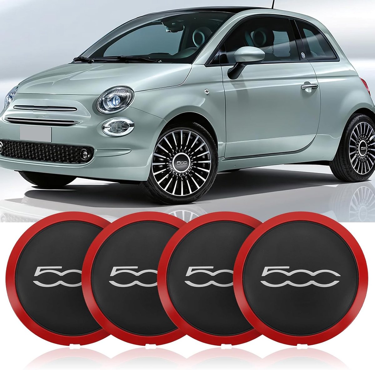 SnelShoppen - Wheel Trims Set van 4 voor FIAT 500 Facelift 2012-2022 - Hoogwaardige ABS Velgen Bescherming, Vervangingsaccessoires, Naafdoppen en Wiel