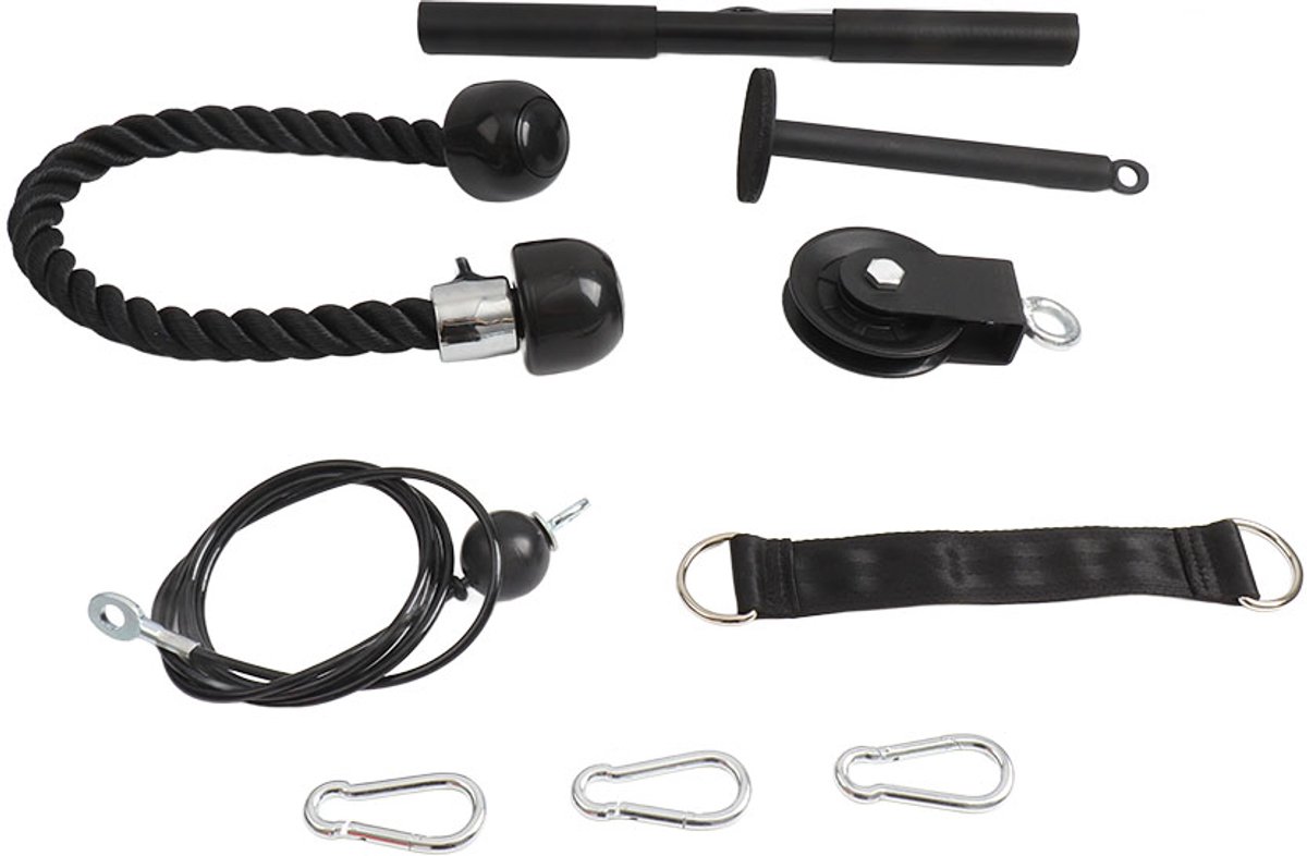 Kabel Trainingssysteem – Krachttraining Pulley Systeem – Met Handgrepen en Laadpen – Voor Biceps Triceps Schouders en Rug