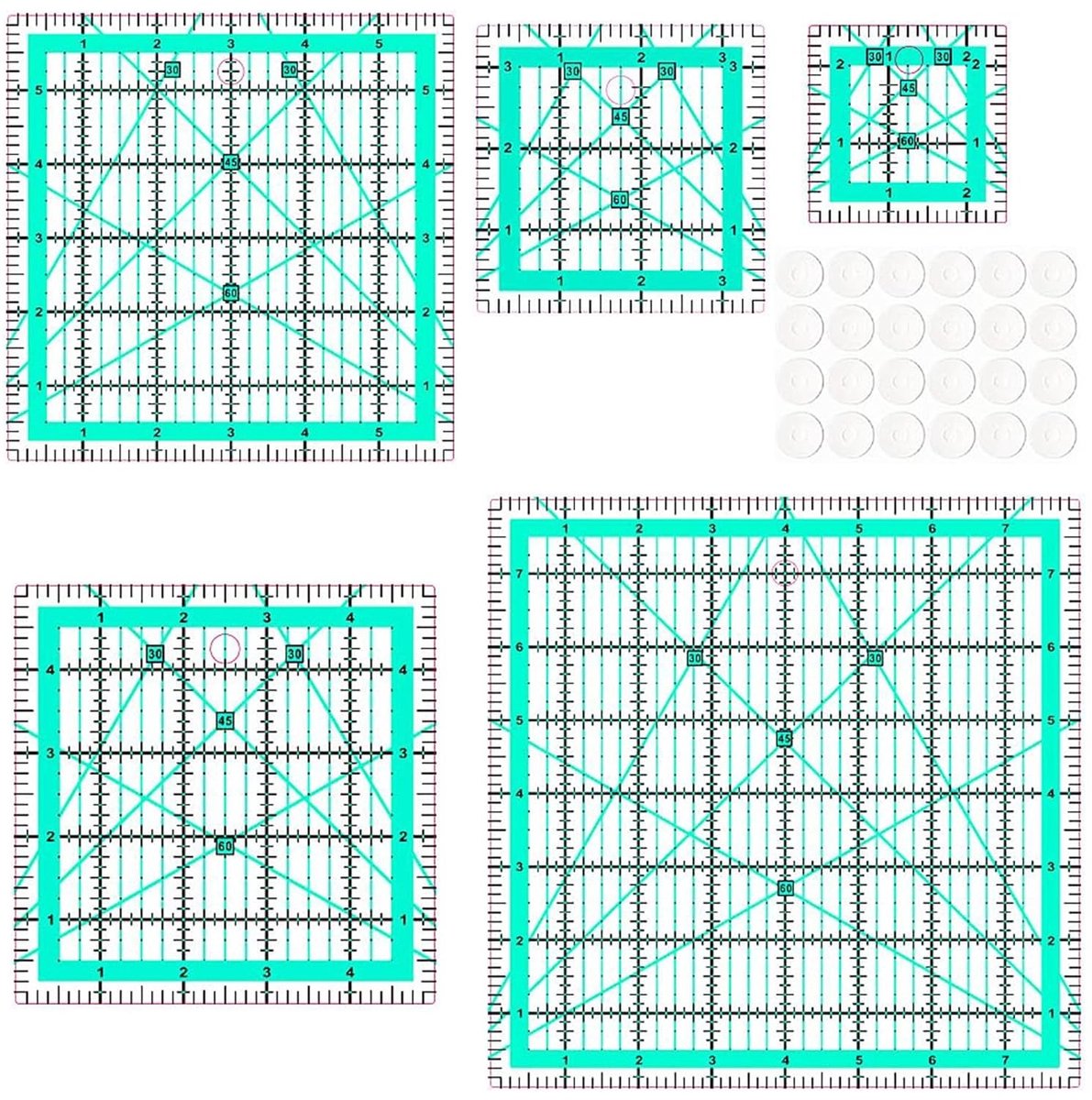 Set van 5 Quilt Linialen voor Patchwork en Naaiwerk - Geometrische Driehoek in Diverse Maten (2.5/3.5/5/6/8 Inch)