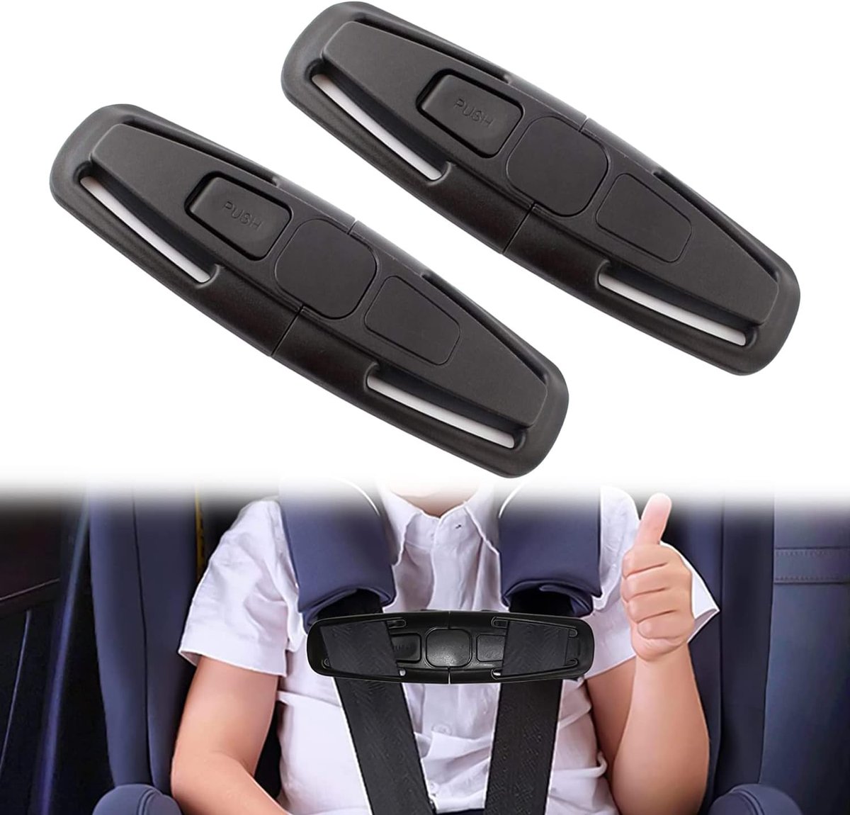 Autogordel clip kind 2 stuks - Universeel - Veiligheidsclip - Voorkomt uitglijden - SnelShoppen