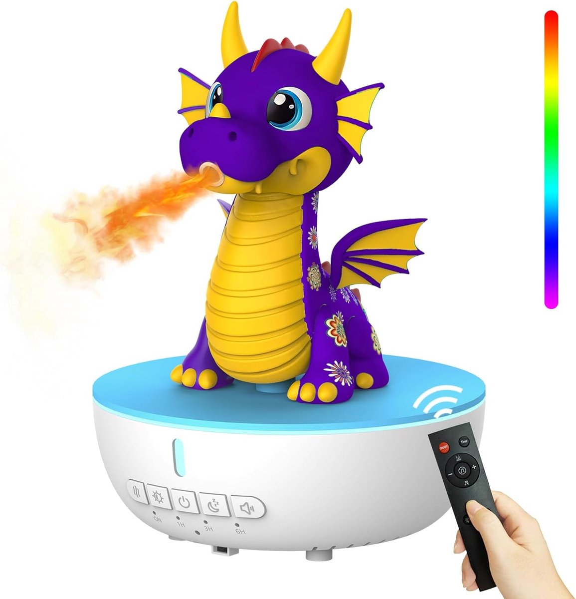 SnelShoppen - Aroma-diffuser met Witte Ruis, Luchtbevochtiger voor Kinderen, 200 ml, Met Afstandsbediening en Timerfunctie 1/3/6 Uur, Perfect voor Sla