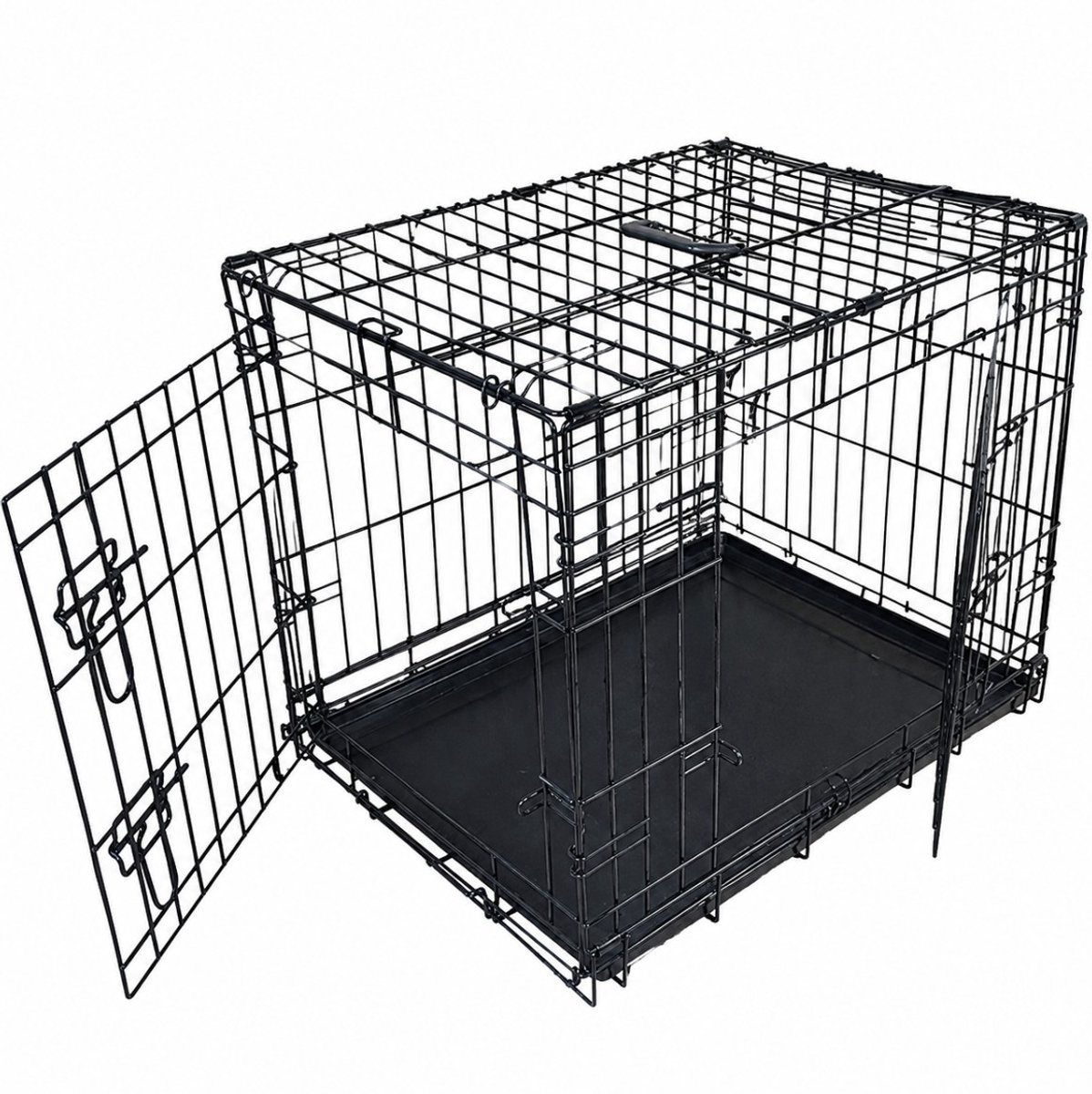 BSS® Hondenbench Medium – Opvouwbare Hondenbench met 2 Deuren, Metalen Dienblad – Zwart – 30 Inch