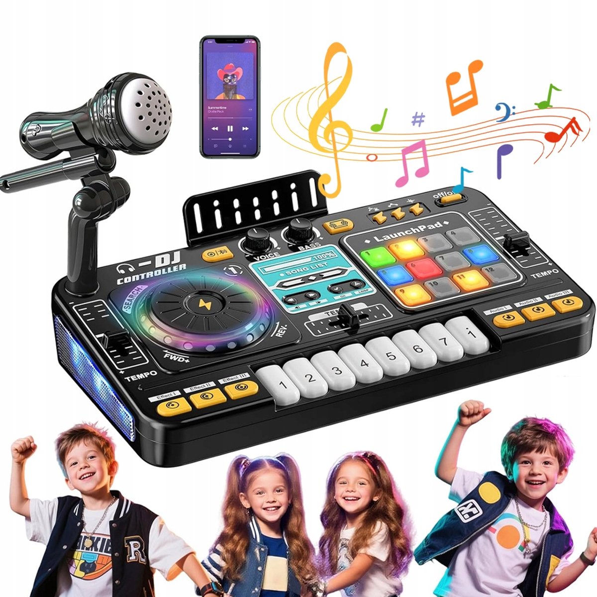 Kinderen DJ Set - Mixer Speelgoed - 2 Microfoons - 100 Geluidseffecten - LED Verlichting - Bluetooth - Educatief Speelgoed - Voor Kinderen Vanaf 3 Jaar - Verjaardagscadeau