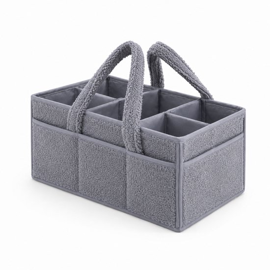 Vavida - Commodemandje - Grijs - Teddy - 40 x 26 x 17 cm - Babykamer - Baby - Commode - Mandje — afbeelding 2