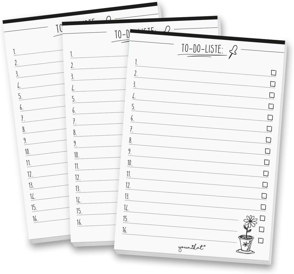 To Do Lists A6 - set van 3 notitieblokken - zwart-wit - voor dagelijkse organisatie - ShopVlot