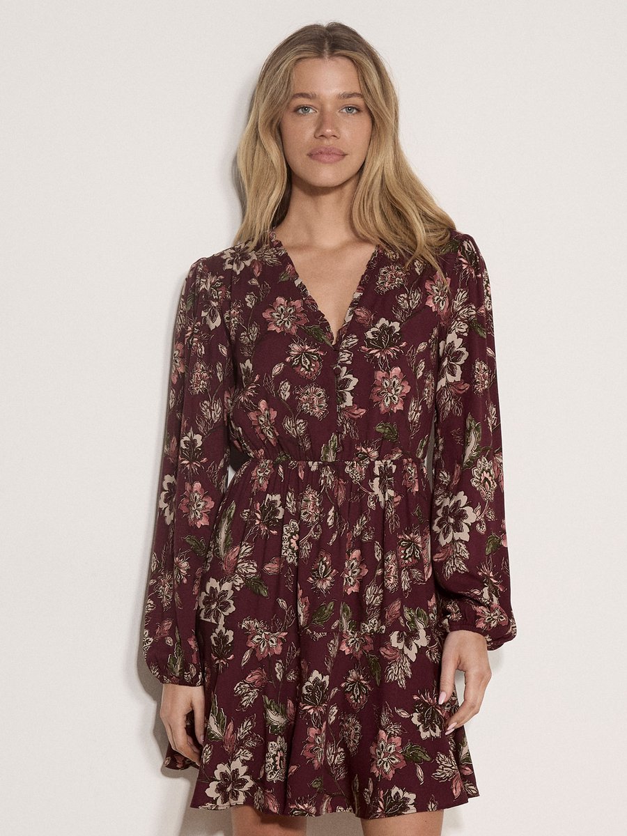 Folk-minijurk met bloemenprint