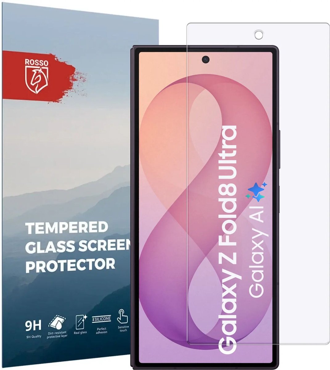 Rosso Screen Protector Geschikt voor Samsung Galaxy Z Fold 8 Ultra | 9H Tempered Glass | Glasplaatje | Beschermlaag | Beschermglas | 9H Hardheid