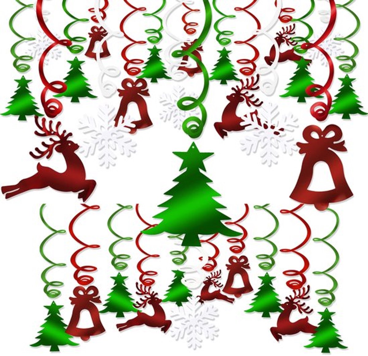 - Kerst plafonddecoraties - Feestelijke Hangende Versieringen - 30 Stuks - Kerst Thema - Perfect voor Kerstmis - Decoratie voor Feestdagen